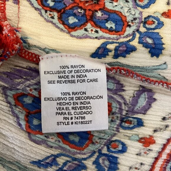 Patrons of Peace BOHO Sleeveless Ruffle Hem Peplum Mixed Floral Top S Red #35M - Picture 8 of 9